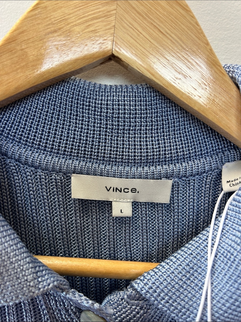 Vince Light Blue Ribbed Button-Front Collared Cardigan - Picture 4 of 7